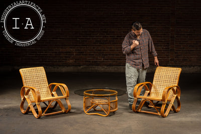 Vintage Bentwood and Rattan Furniture Set by Franco Albini