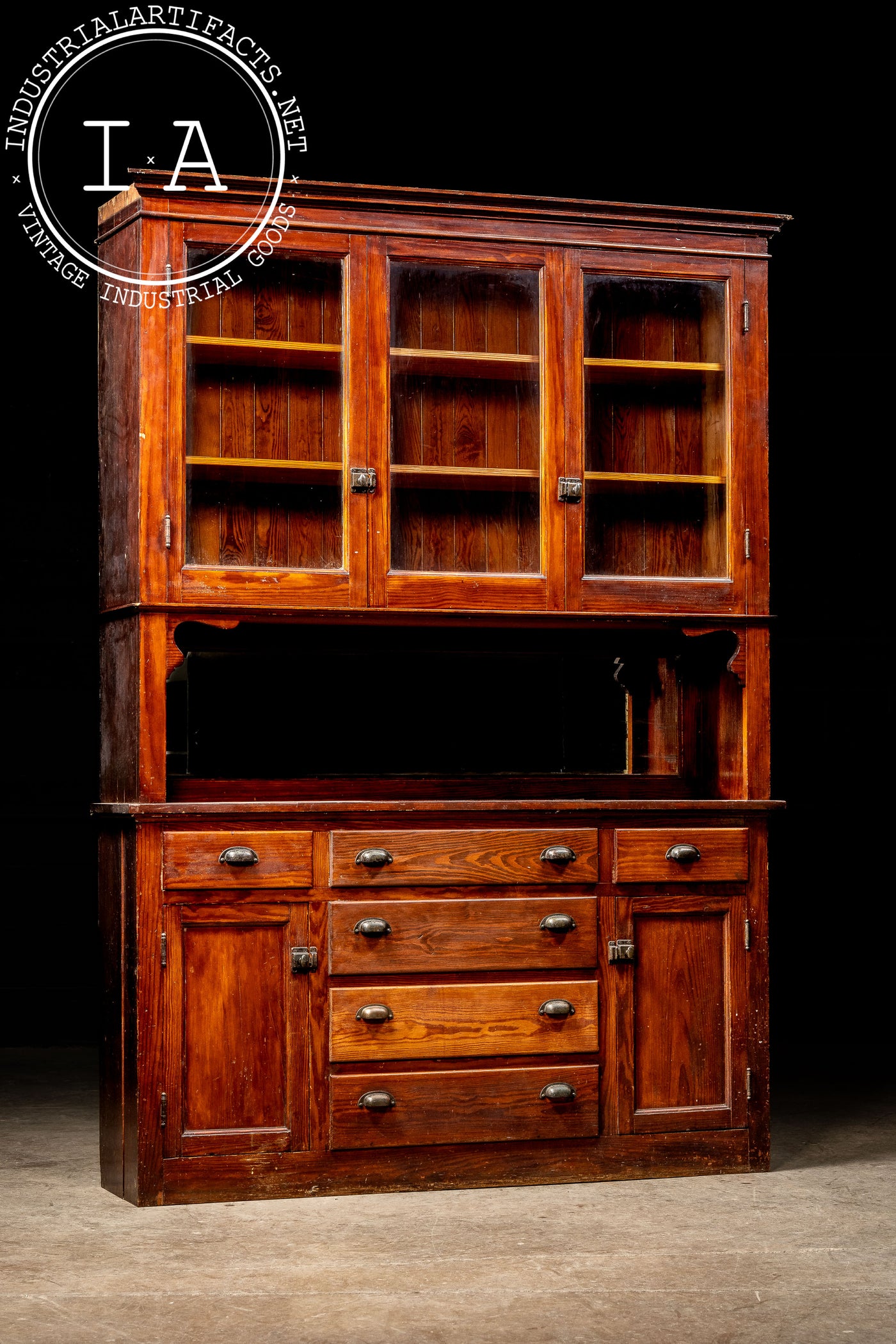 Antique Oak Farmhouse Hutch