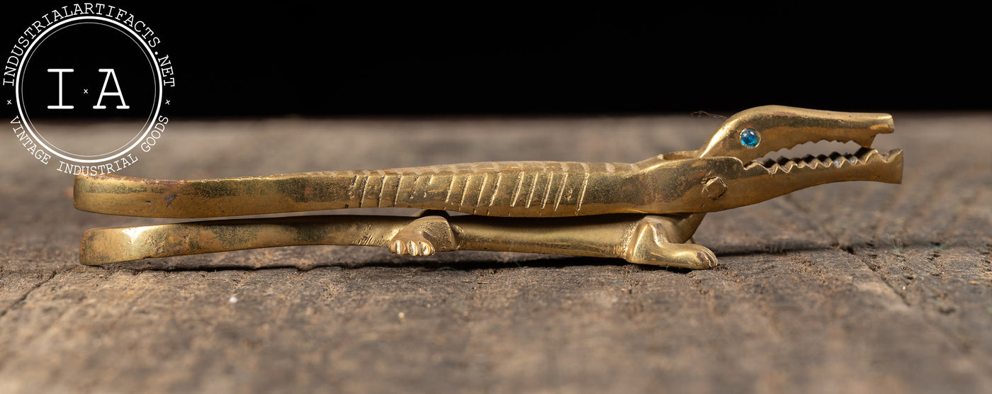 Cast Brass Crocodile Nutcracker