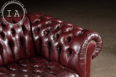 Tufted Leather Chesterfield Loveseat in Oxblood
