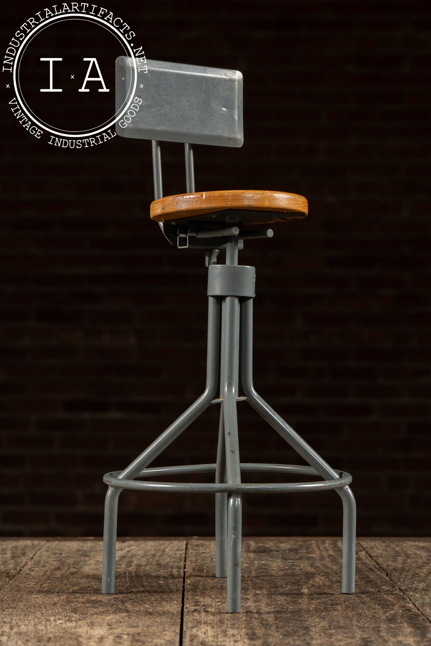 Mid-Century Industrial Salesman’s Sample Drafting Stool