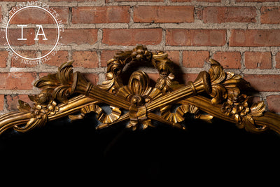 Antique Massive French Giltwood Mirror with Floral Crest