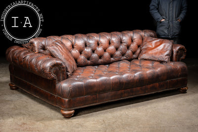 Vintage Double-Sided Chesterfield Couch in Brown