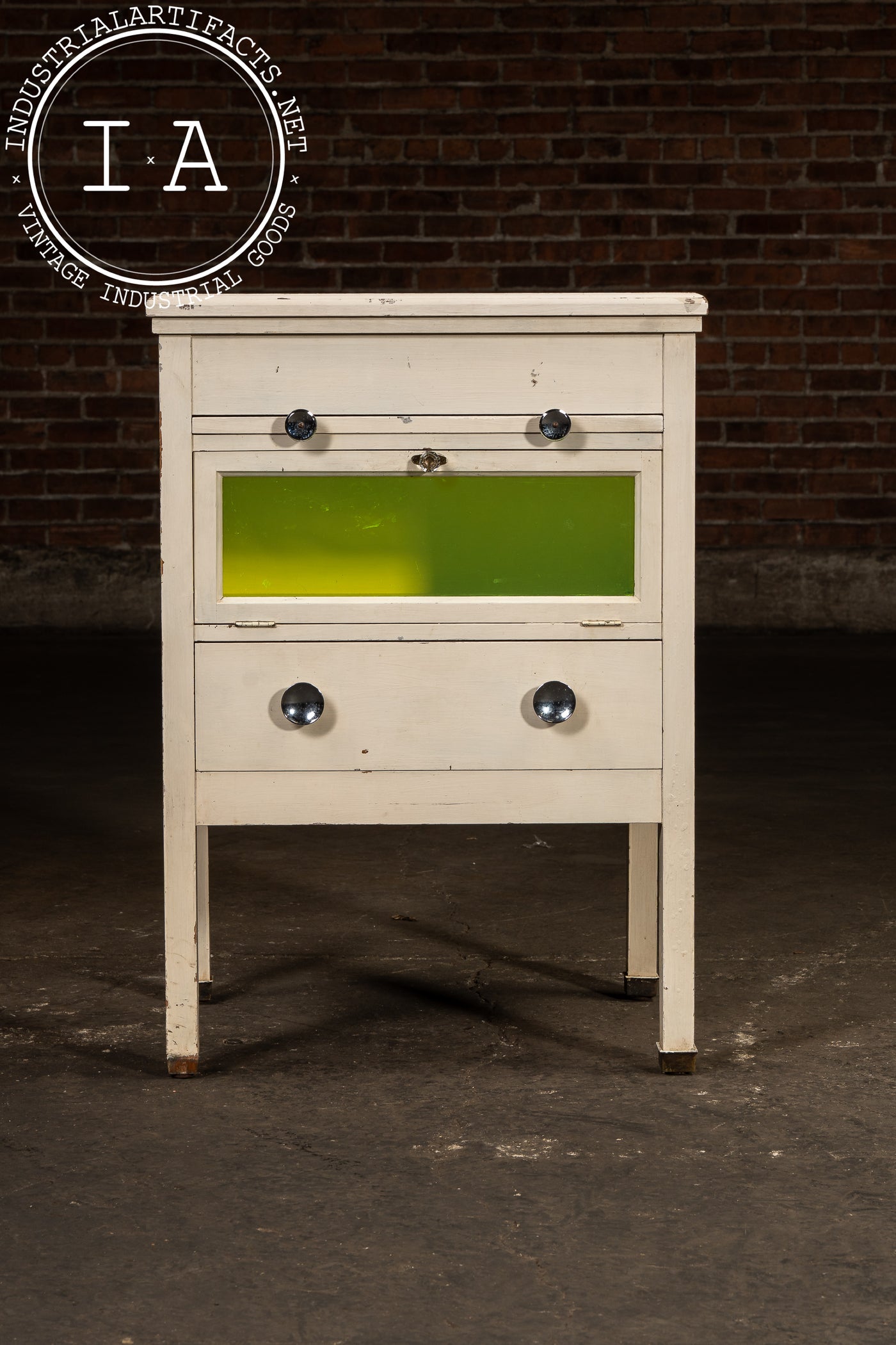 Antique Printer's Cabinet with Light-Safe Viewing Window by Hamilton