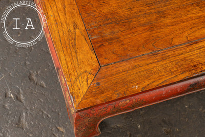 Early 20th Century Southeast Asian Wooden Coffee Table with Floral Accents