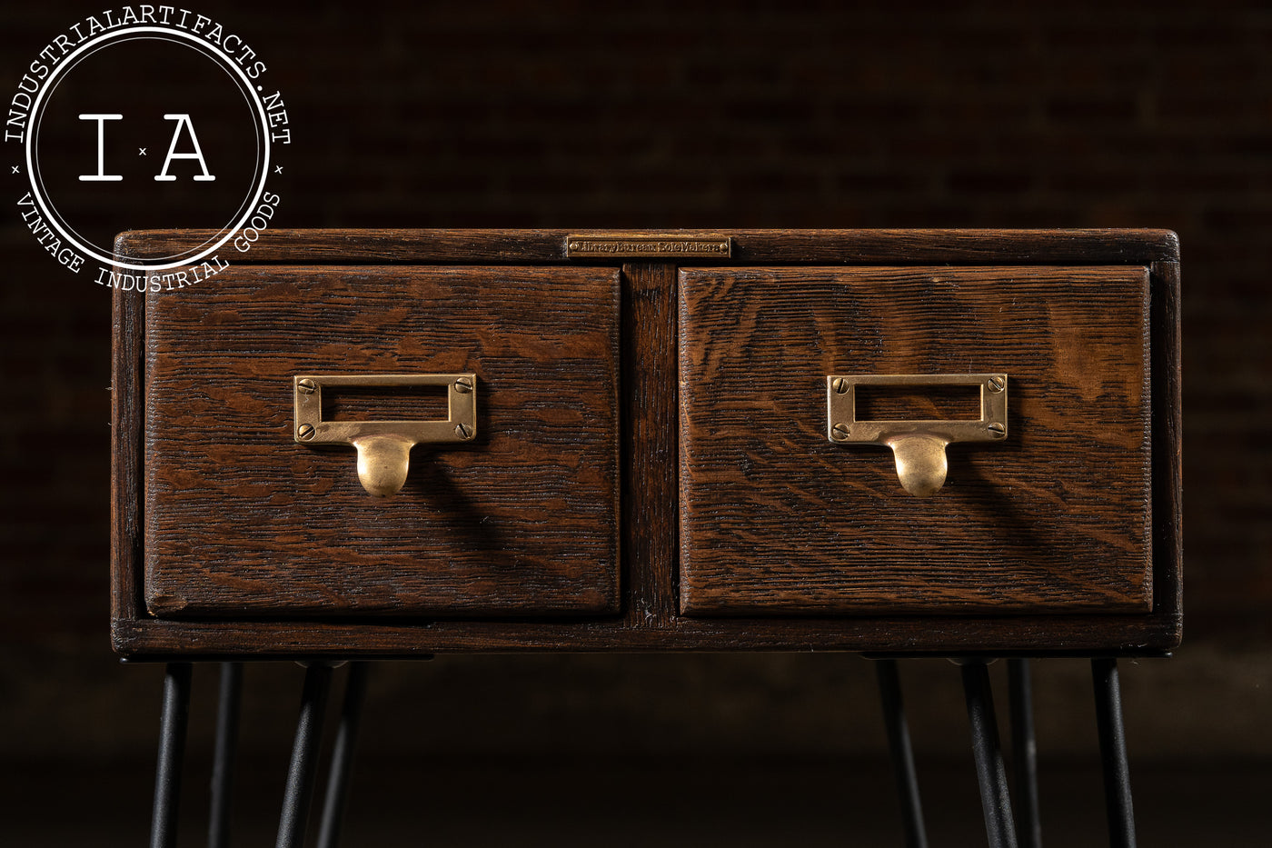 Antique Oak Card Catalog Side Table by Library Bureau
