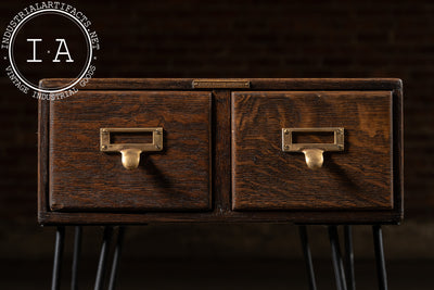 Antique Oak Card Catalog Side Table by Library Bureau