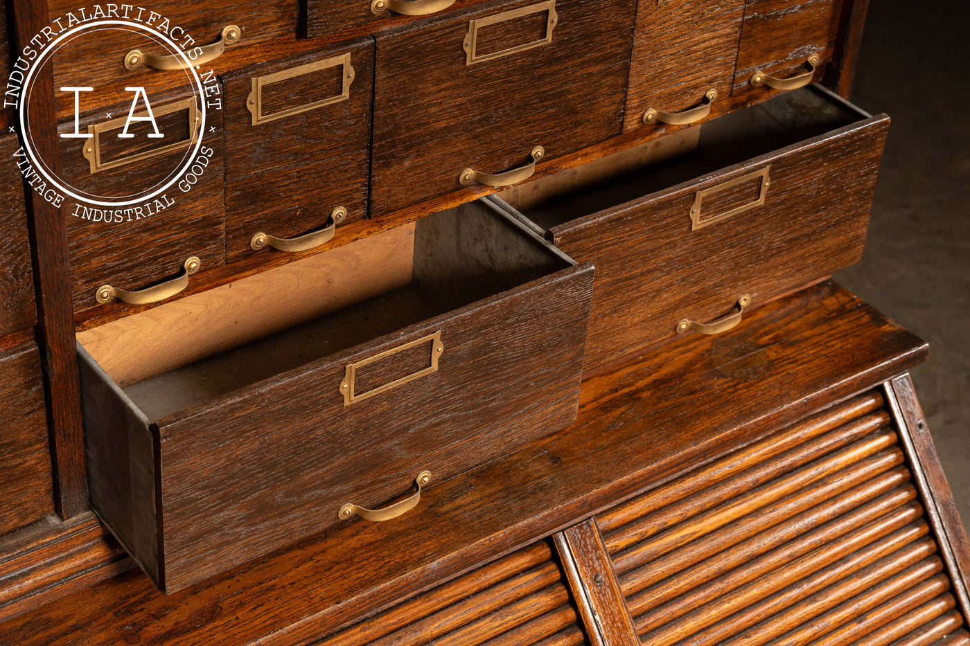 Early 20th Century Oak Parts Cabinet by W. C. Heller