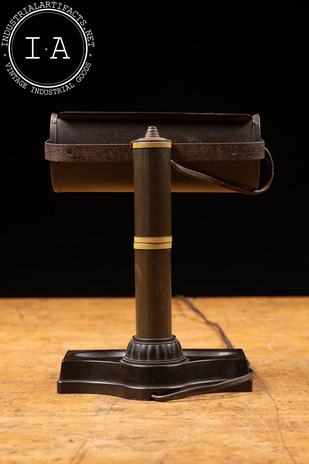 Vintage Art Deco Bakelite and Metal Desk Lamp With Pen Rest by