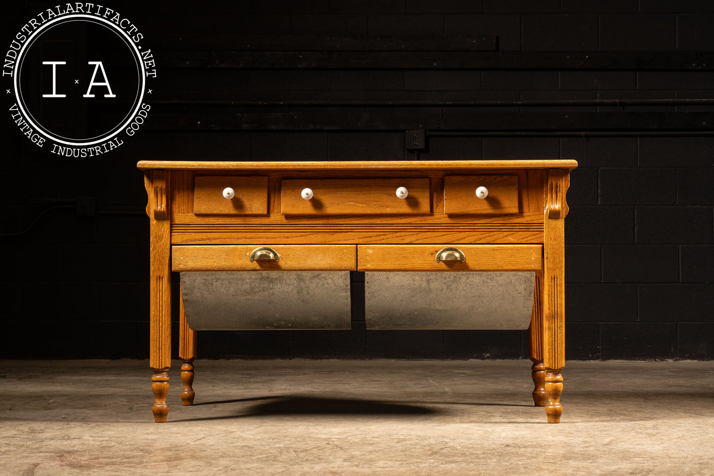 Early 20th Century Oak Baker's Table