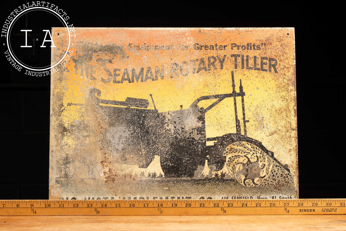 Antique Seaman Rotary Tiller Tin Litho Sign