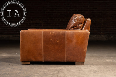 Full Grain Leather Leather Club Chair and Ottoman in Brown by RH