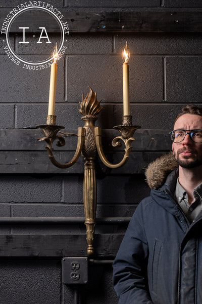 Early 20th Century Empire Revival Bronze Two-Light Wall Sconce