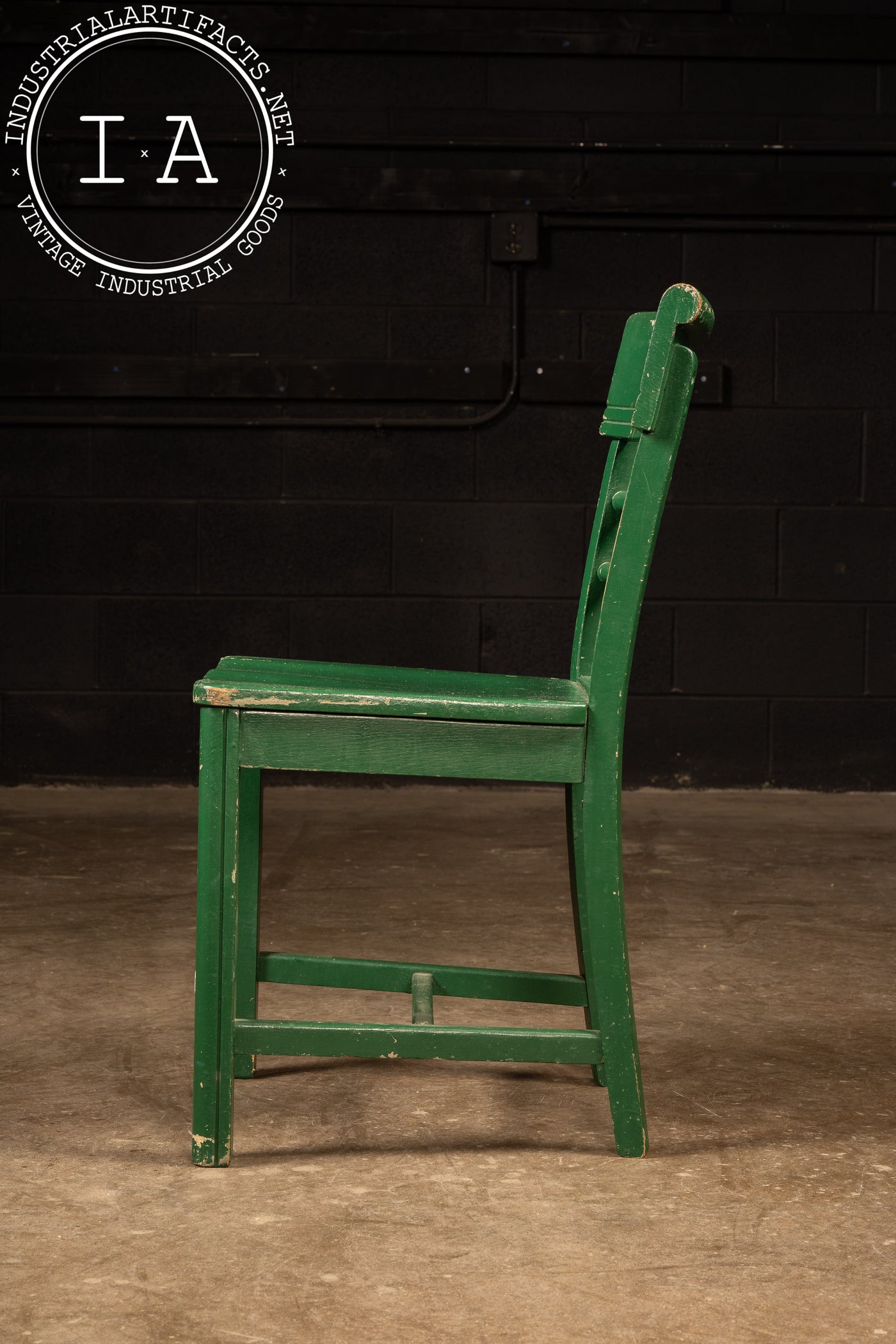 Set of Four Early 20th Century Ladder Back Kitchen Chairs in Green