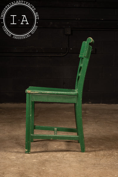 Set of Four Early 20th Century Ladder Back Kitchen Chairs in Green