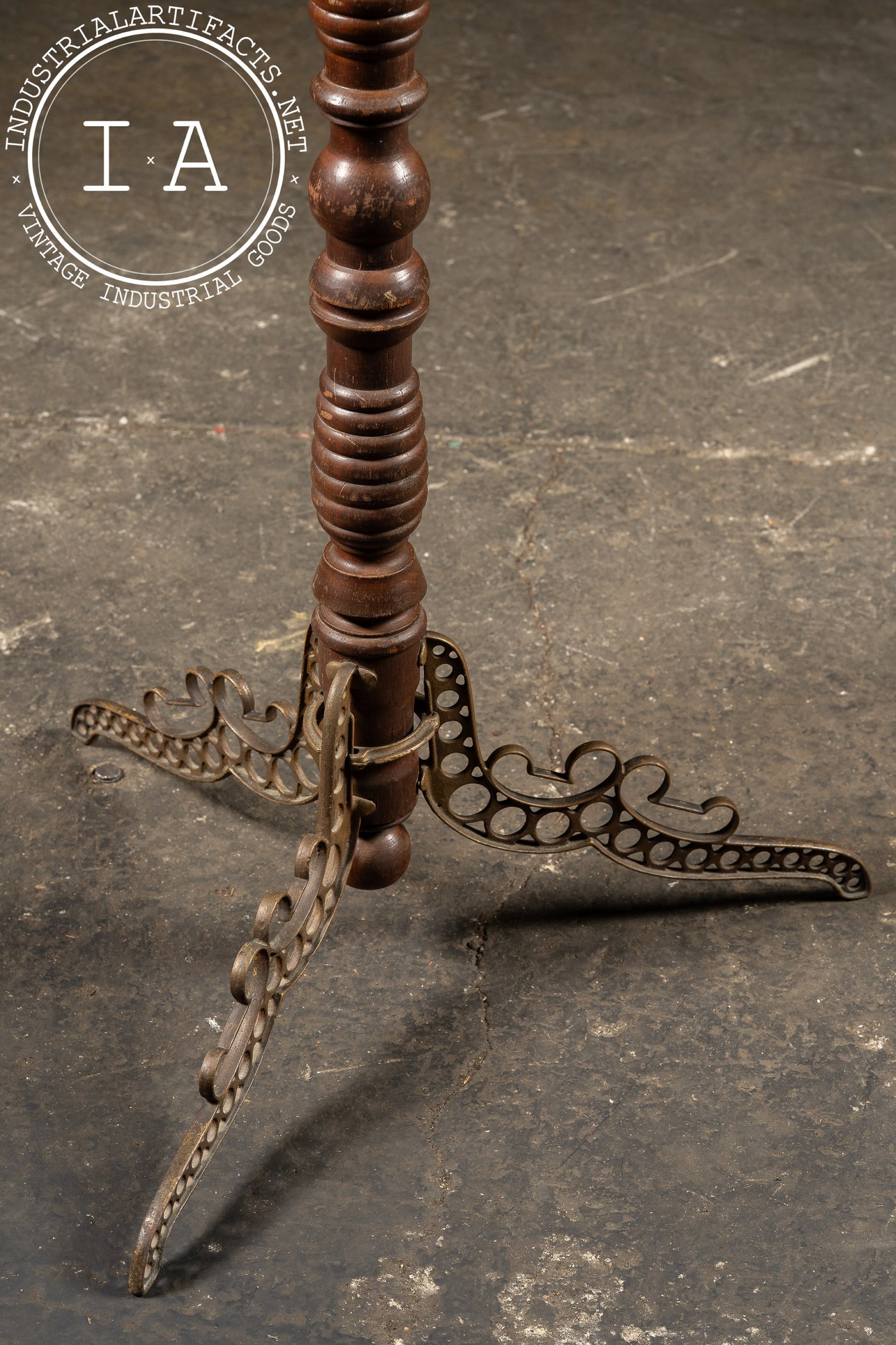 Late 19th Century Turned Oak and Cast Iron Coat Tree by Udell Works