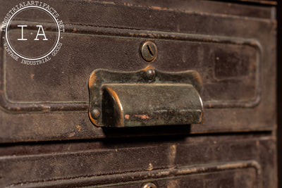 Antique 3-Drawer Heavy Riveted Steel Strongbox with Japanned Handles