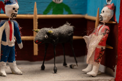 Vintage Miniature Bullfighting Diorama - Mexican Folk Art