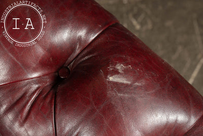 Vintage Tufted Leather Chesterfield Sofa in Burgundy