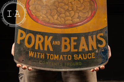 Heavy Painted Steel Red Gold Advertising Sign - Pork and Beans