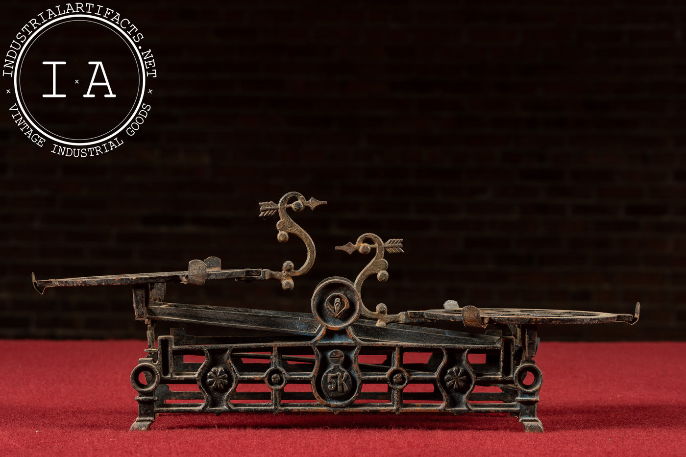 Early 20th Century Brass Wage Scale with Cast Iron Frame
