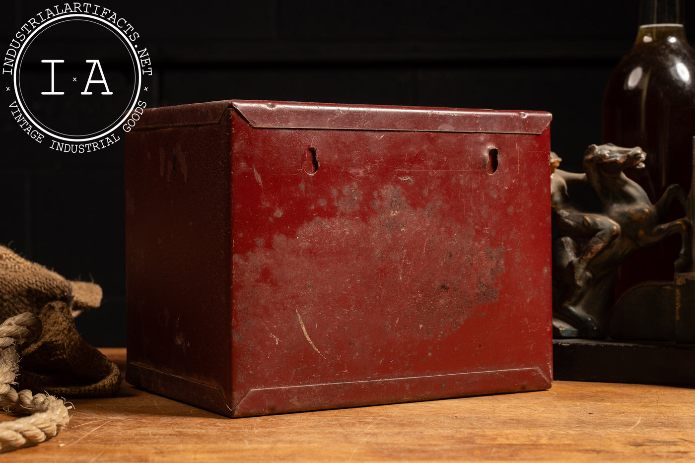 Antique Metal Wall-Mount Storage Cabinet