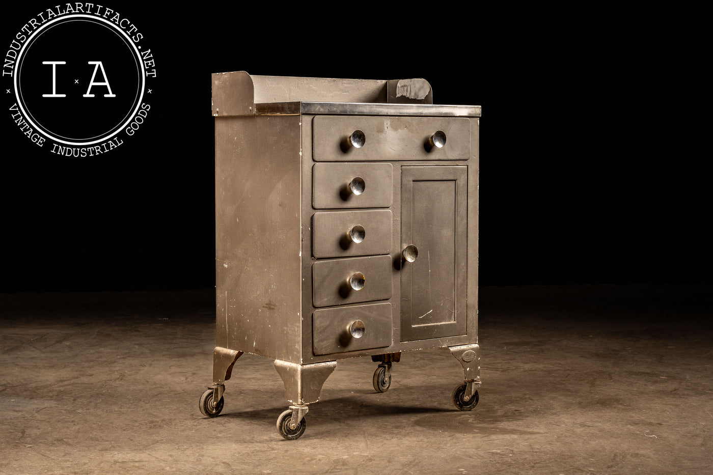 Vintage Industrial Steel Rolling Cabinet by Bel Geddes