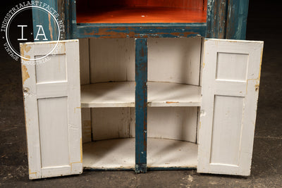 Primitive Chippy Corner Cupboard in Blue