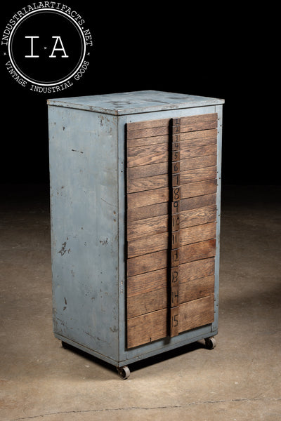 Vintage Fifteen-Drawer Metal Parts Cabinet