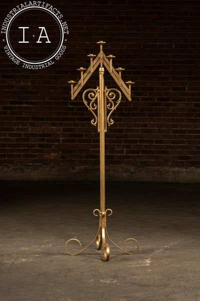 Vintage Gold-Painted Adjustable Floor Candelabra
