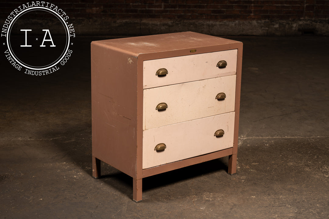 Vintage Metal Lowboy Dresser in Two-Tone Brown Enamel by Simmons – Industrial Artifacts