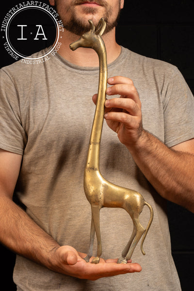 MCM Solid Brass Giraffe Sculpture