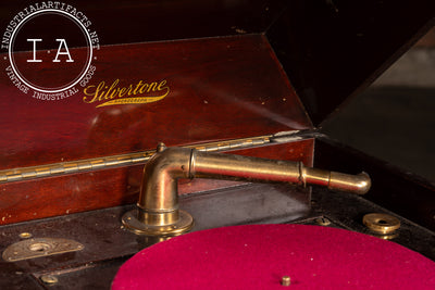 Antique Silvertone Floor Phonograph Cabinet with Records