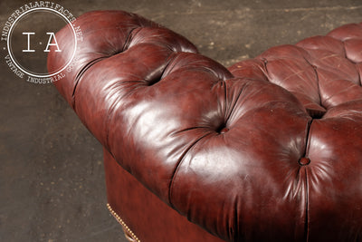 Tufted Leather Chesterfield Sofa in Burgundy