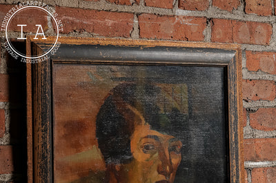 Early Painting Of Woman, Oil on Framed Canvas by Salcia Bahnc