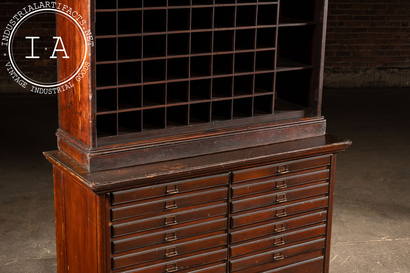 Early 20th Century Oak Mail Sorting Cabinet