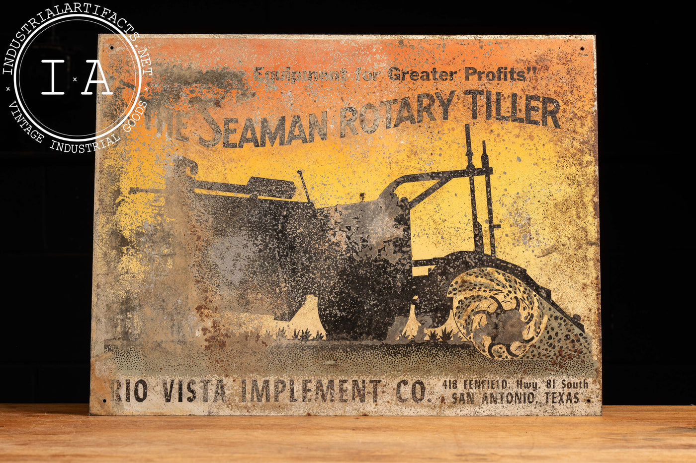 Antique Seaman Rotary Tiller Tin Litho Sign