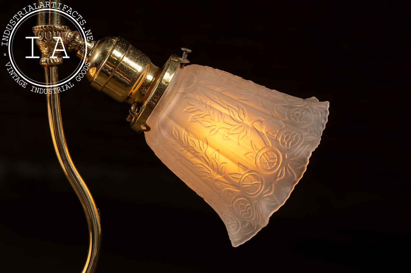 Early 20th Century Brass Pendant with Embossed Glass Shades