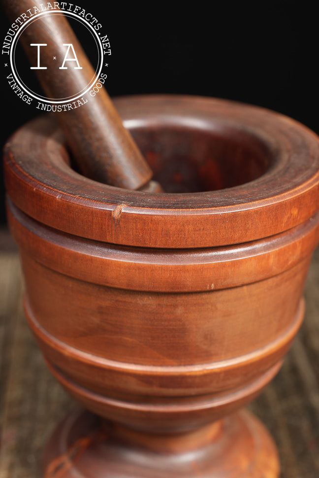 19th Century Turned Wood Apothecary Mortar & Pestle
