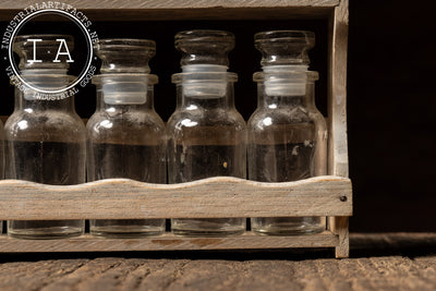 Early Apothecary Bottle Rack with Twelve Glass Stoppered Vials