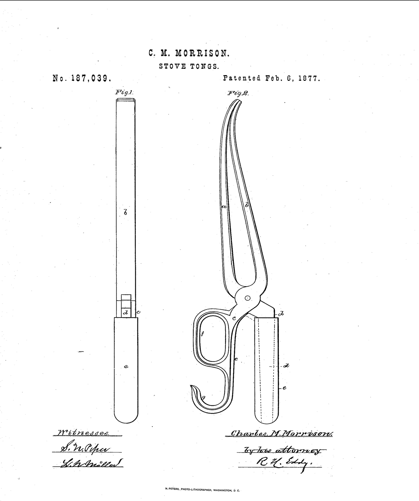 Late 19th Century C.M. Morrison Patent Stove Tongs