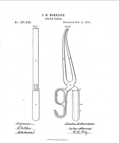 Late 19th Century C.M. Morrison Patent Stove Tongs
