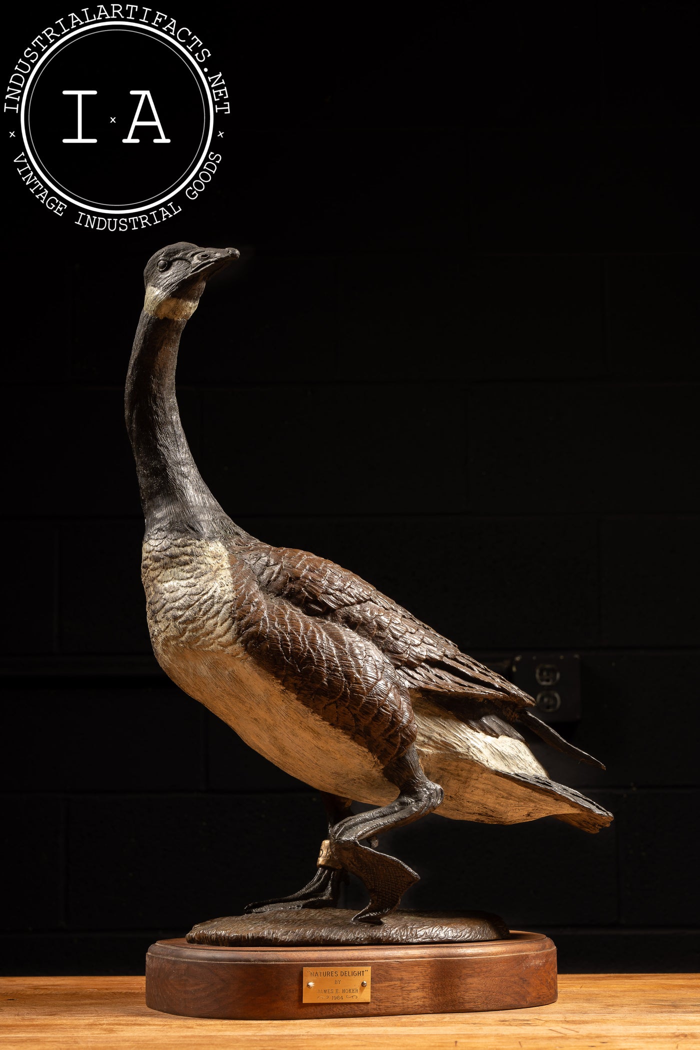 Bronze Canada Goose Sculpture “Nature’s Delight” by James E. Hoker