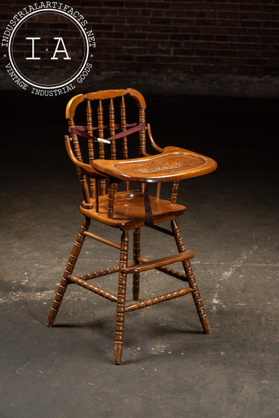 Early 20th Century "Jenny Lind" Wooden Spindle-Back Childrens High Chair