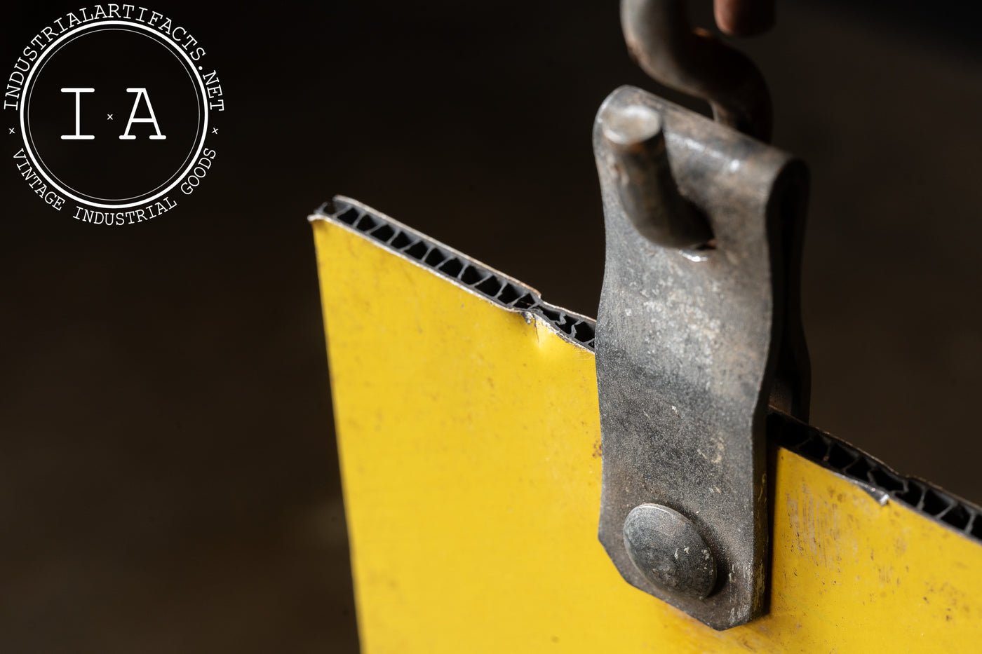 Vintage Lake Mills Cleaners Painted Tin Sign on Bracket