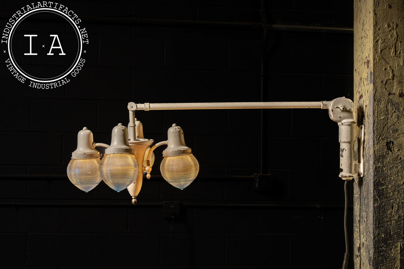 Antique Harry J. Bosworth Dental Lamp With Holophane Shades