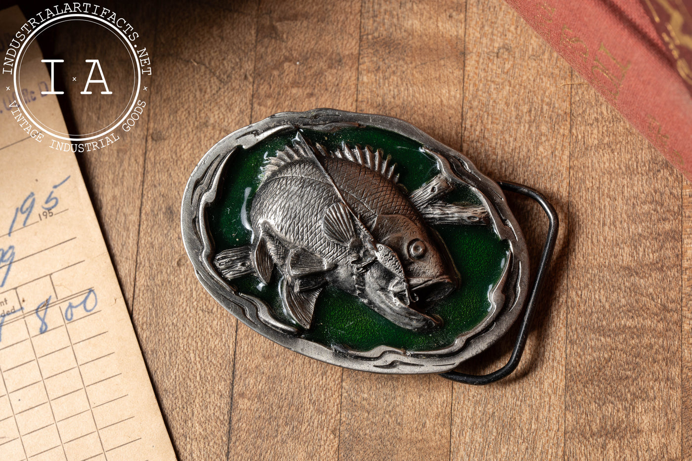 Vintage Pewter and Resin Fishing Belt Buckle by Gap