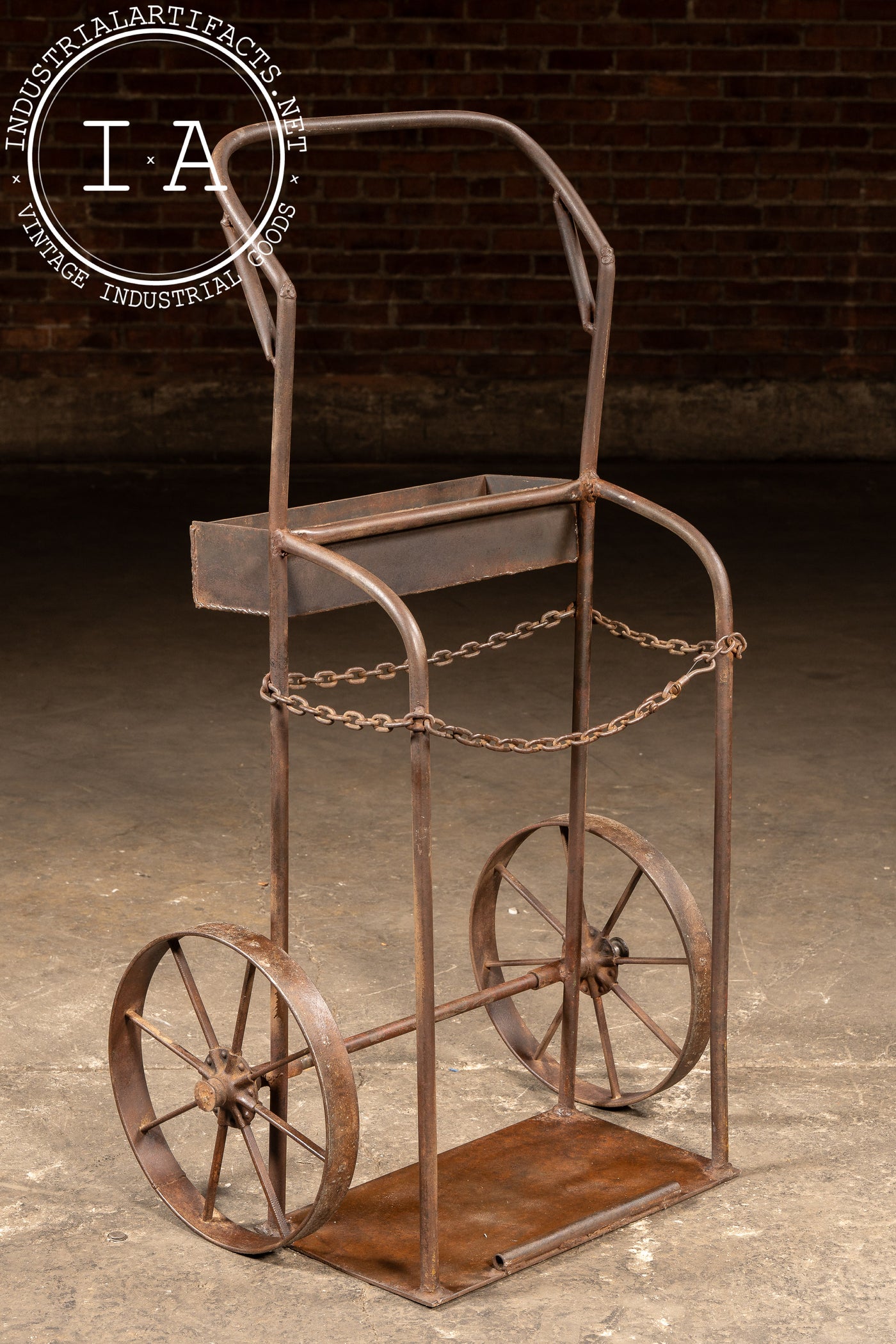 Antique Industrial Cylinder Cart with Chain Retainer