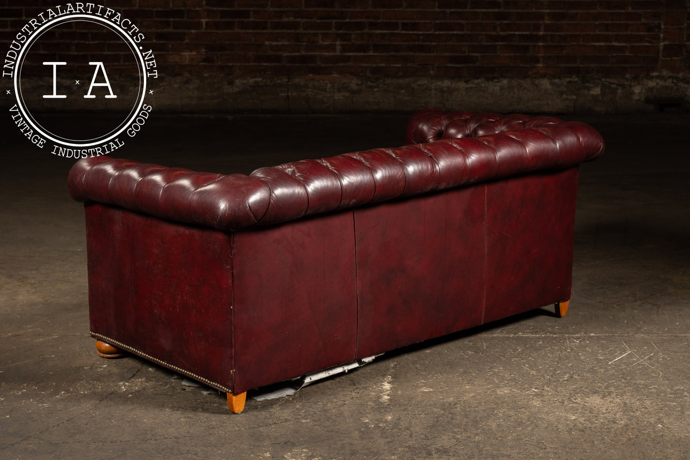 Vintage Tufted Chesterfield Sofa in Burgundy