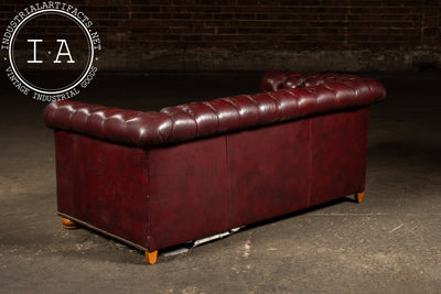 Vintage Tufted Chesterfield Sofa in Burgundy